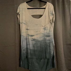 Teal and ivory tie dye free people shirt